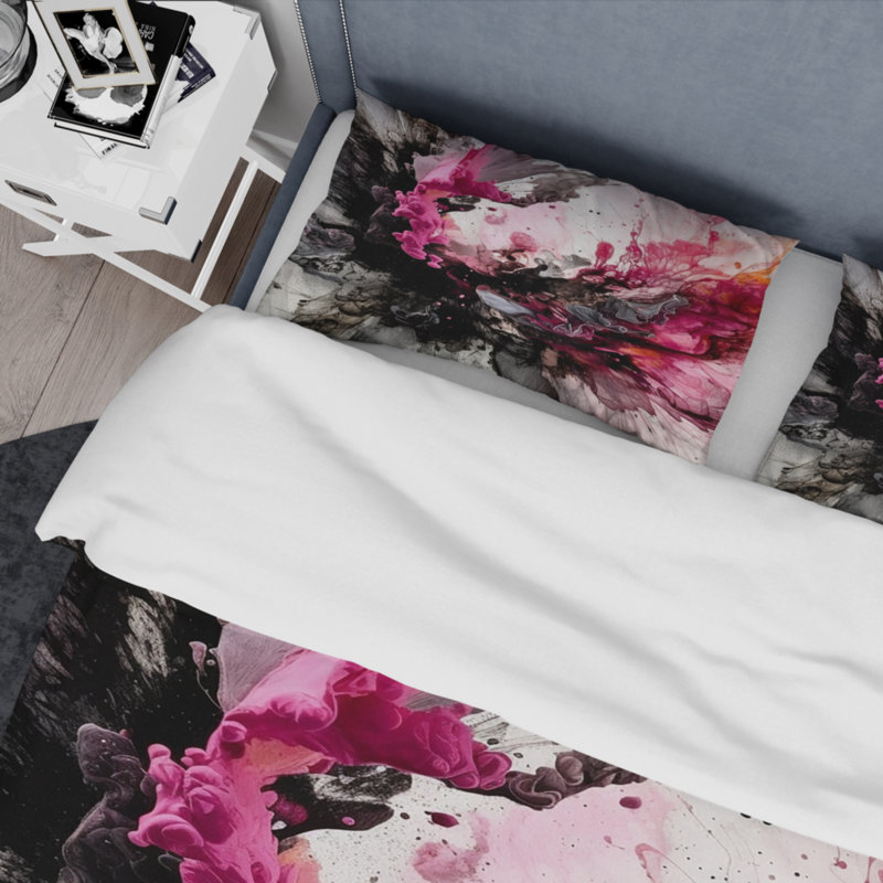 Ensemble de housse de couette en microfibre / polyester noir or et marbre V Splash
