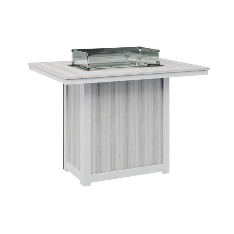 Berlin Gardens Donoma Rectangular Fire Pit Table, Seashell, 38.87" H x 53.87" W x 41.37" D