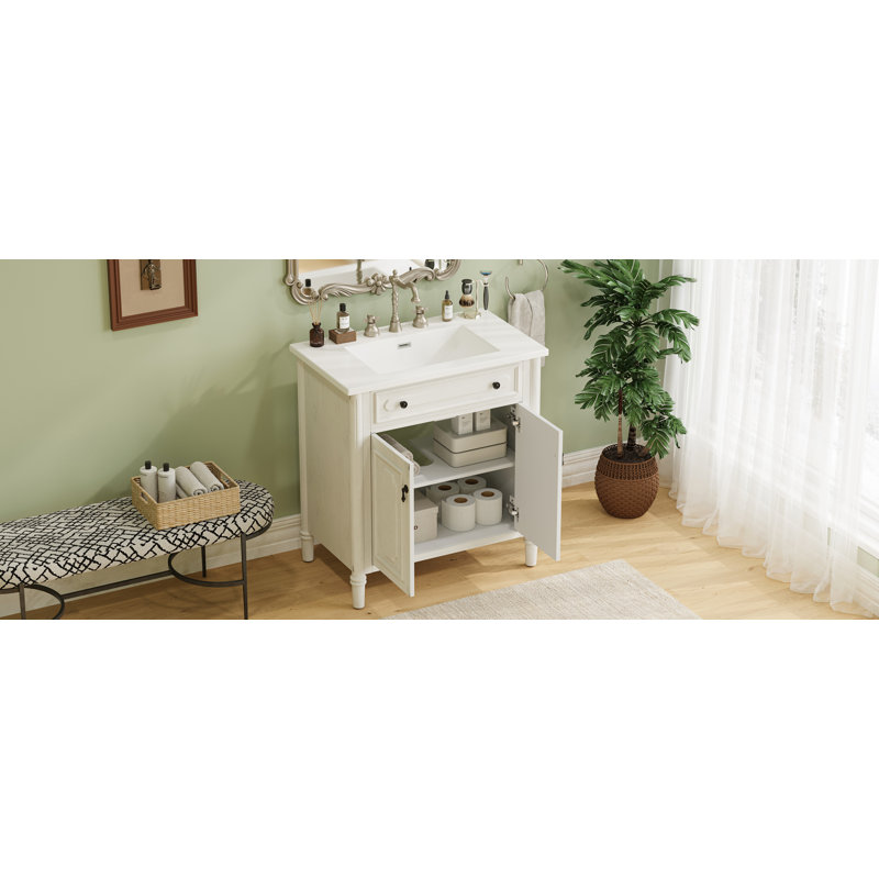 Meuble-lavabo de salle de bain Dalke, Blanc
