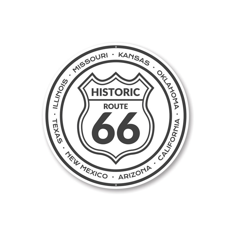 Panneau historique en aluminium «Route 66 66», H 18 po x l 18 po x P 0,06 po