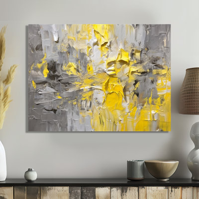 Intense Reverberations Yellow Gray - Abstract Wall Art