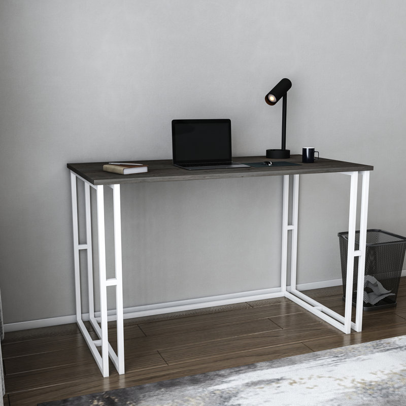 Kane 120cm W Rectangular Computer Desk, Dark Coffee/White 
