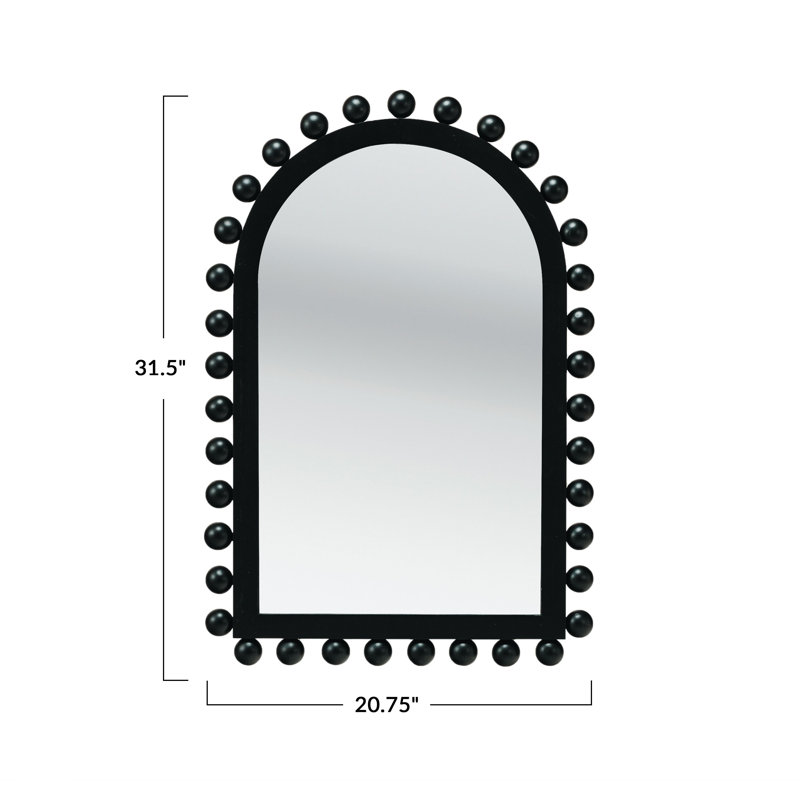 Dakota Fields Wood Ball Framed Arched Wall Mirror