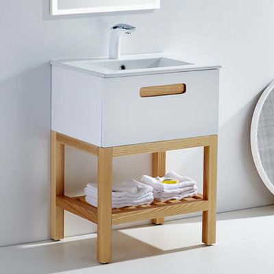 Patchell 23.63 " W Freestanding Standard Free Standing Single Double Single Vanity Bathroom Vanity With Solid Surface Top