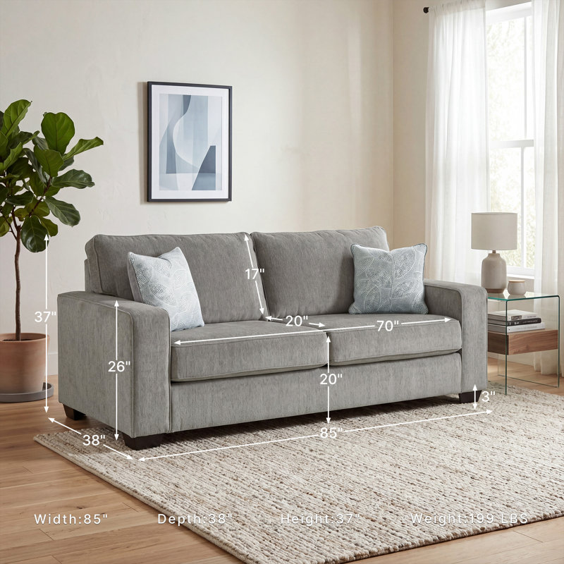 New Britain 85" Square Arm Sofa Bed, Alloy 