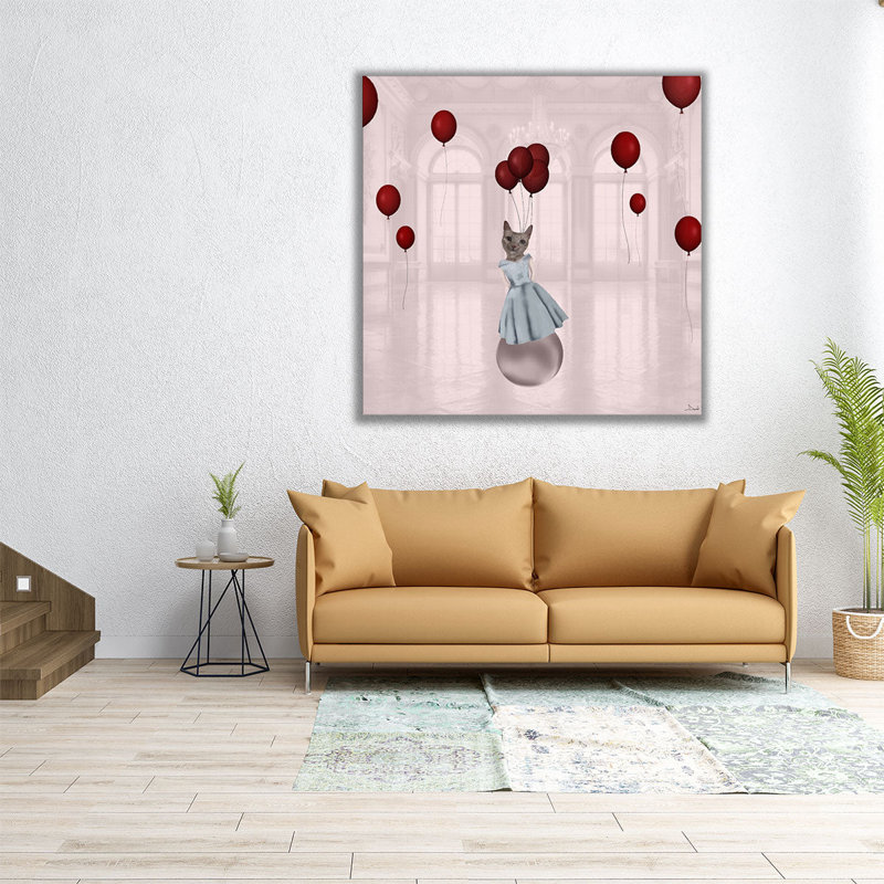 Ball with Balloons - Canvas Print Wall Art, 12" H x 12" W