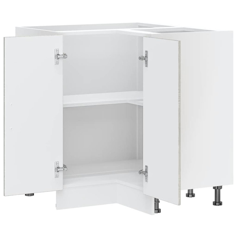 Latitude Run Kitchen Corner Base Cabinet Porto Engineered Wood, Grey Sonoma