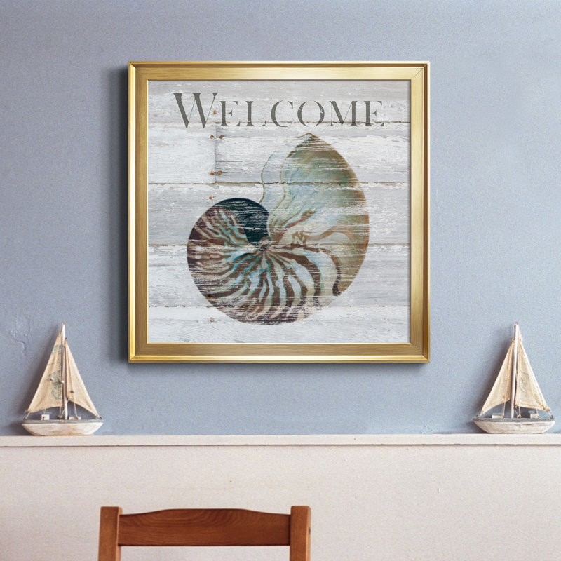«Shell Welcome», reproduction d'art textuel sur toile encadrée, H 34,5 po x l 34,5 po x P 1,5 po, Cadre doré