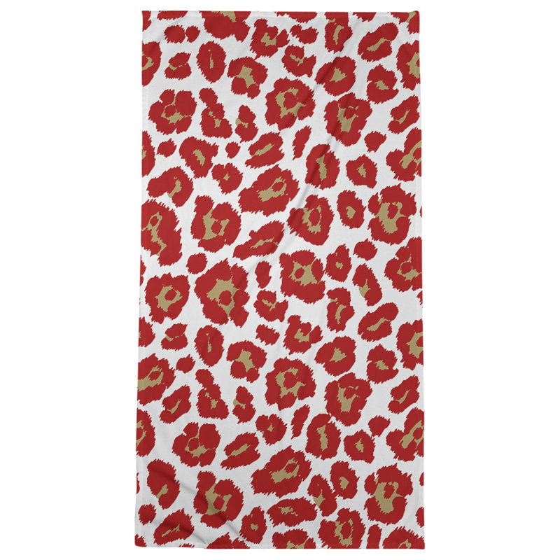 Lucida Bath Towel, Polyester/Cotton Blend, White/Gold/Red