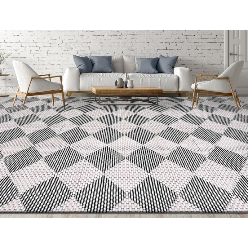 Wool Geometric Area Rug, Rectangle 6' x 9'