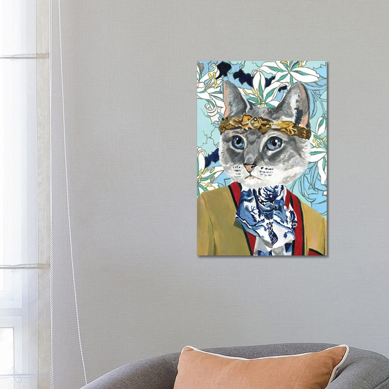 « Cat » par Heather Perry-imprimé, Pas de tapis, H 26 po x l 18 po x 1,5 po, Toile tendue