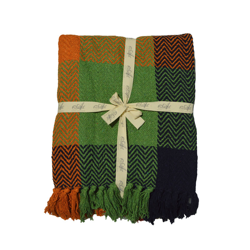 Colourful Check Herringbone Throw Blanket, 150 cm W x 200 cm L