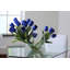Crosswinds vase with blue Tulips