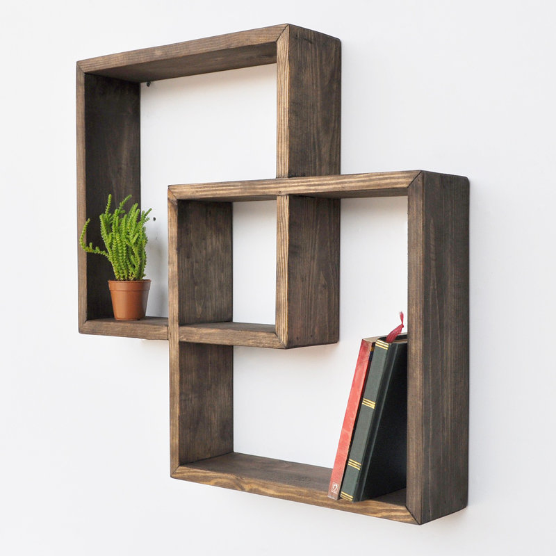 2 Piece Square Solid Wood Accent Shelf