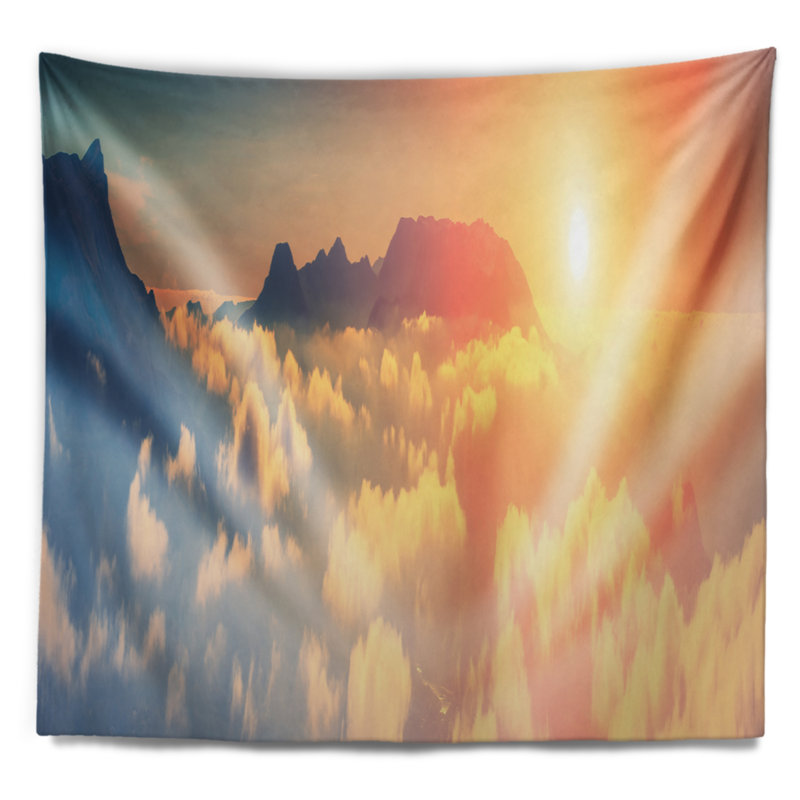 Tapisserie sky landscape au-dessus des nuages flottants, H 32 po x l 39 po