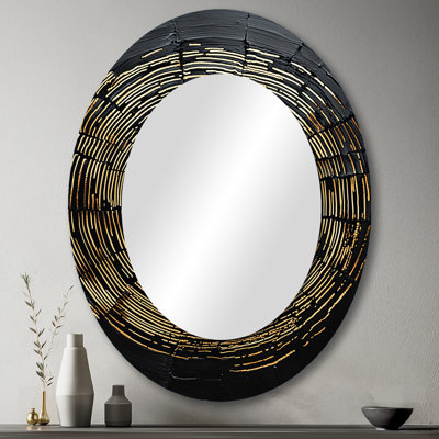 Miroir mural ovale doré en bois foncé Roots Of Serenity VI