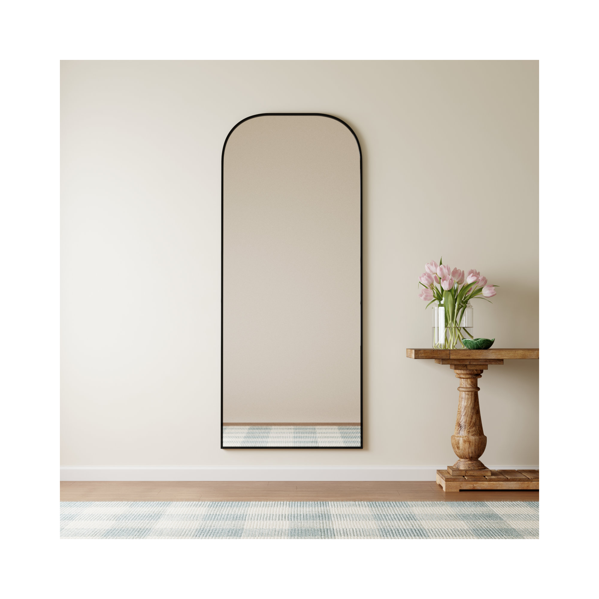 Sabine Metal Wide Arch Wall Mirror, 76" x 32", Black