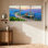 Assortiment de bouquets de fleurs bleues, ensemble de 3 peintures sur toile