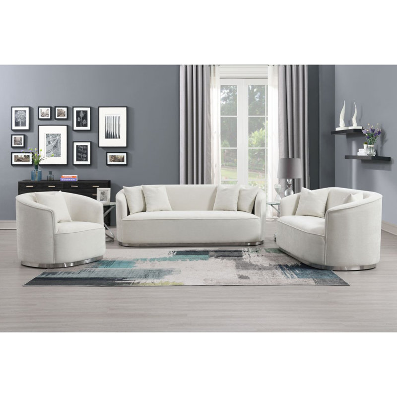 Canapé moderne Odette avec 4 coussins, chenille