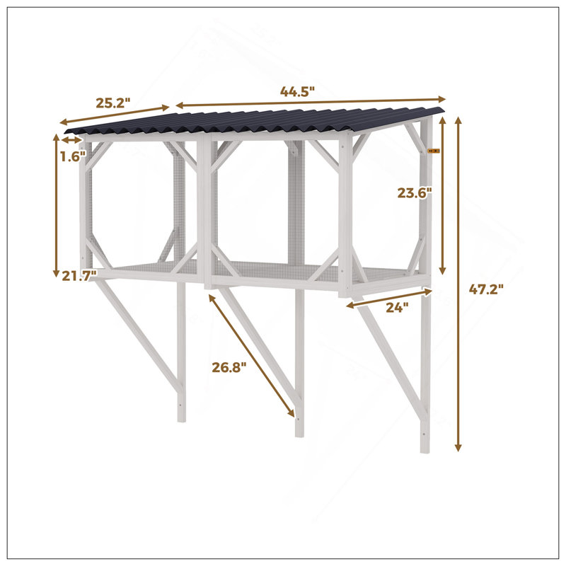 Boîte pour chat, fenêtre d'extérieur pour chat 43,3 po pour bronzer, faire la sieste et regarder, perchoir pour grands chats d'intérieur - utilisation toutes saisons, cage pour chat