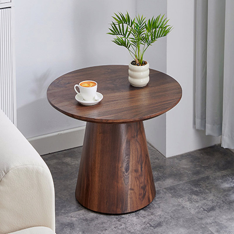 Table basse de style moderne avec placage en grain de bois, table basse ronde classique et ensemble de tables d'appoint, Brun