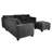 Modern Style L-Shaped 4Pc Sectional Set Cocktail Ottoman Square Arms Throw Pillow Corduroy Upholstered Black Finish Primary Living Room-481295731