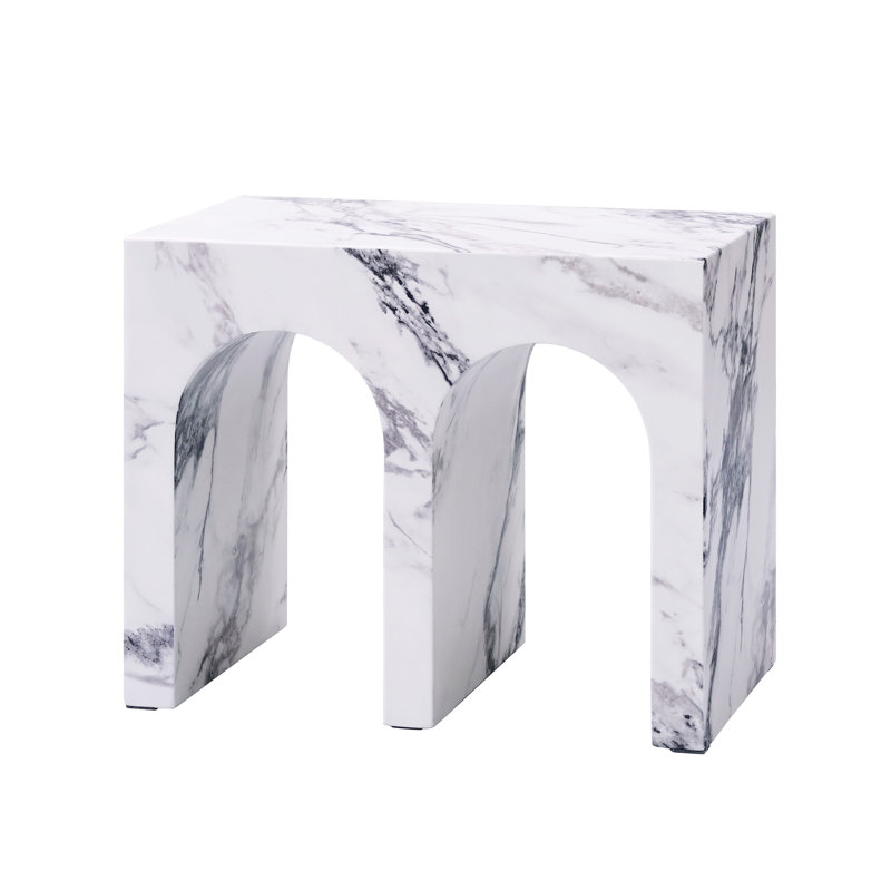 Fritzy Square End Table In White Engineered Stone