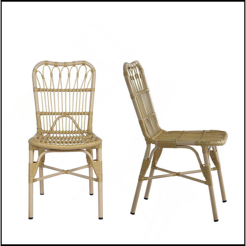 Ensemble de 2 chaises d'extérieur en osier de patio en osier pour terrasse, piscine, jardin, Naturel