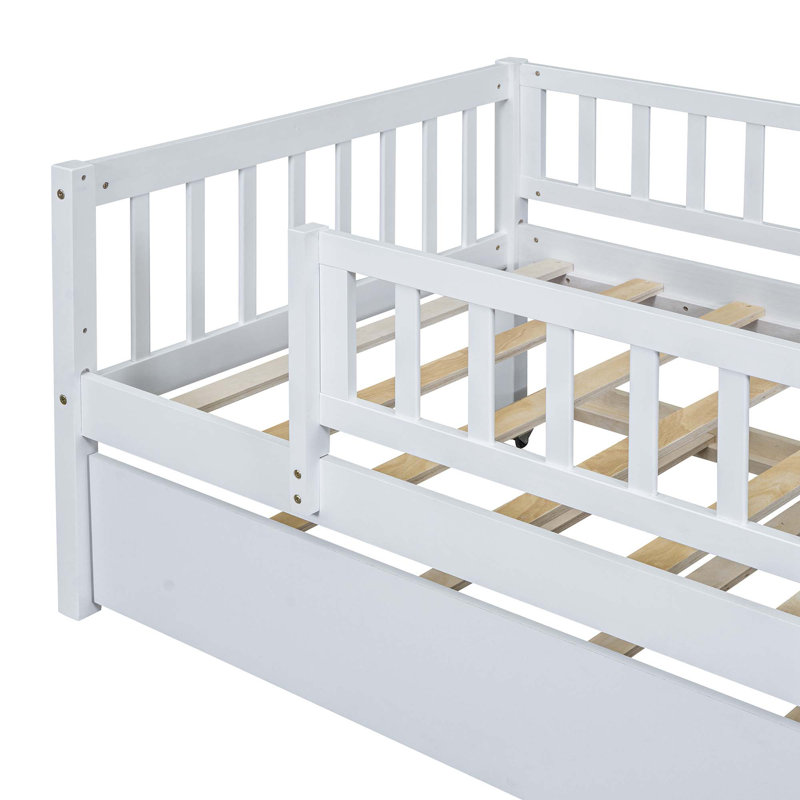 Kids Daybed Wood Bed with Two Drawers, Twin, White