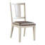 White Oak Finish 2Pc Side Chair Faceted Panel Back Padded Seat Transitional Dining Room