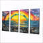 Arc-en-ciel côtier sur le rivage rocheux - - Décoration murale arc-en-ciel - - Art mural traditionnel Tradi-31723568-31723572