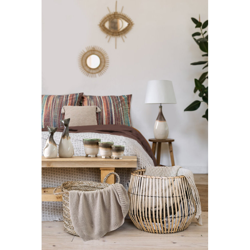 Longino Polyester Striped Bedspread, Beige