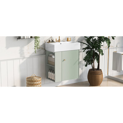 Modern Floating Bathroom Vanity with Ceramic Basin