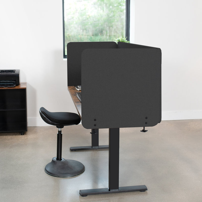 Dark Gray 24 x 24 Inch PET Clamp-On Desk Privacy Panel