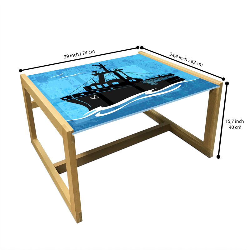 Table basse de style nautique bleu East Urban Home, H 15,75 po x L 29,13 po x l 24,4 po
