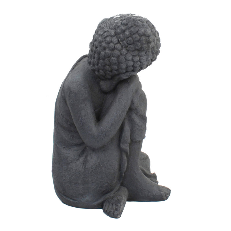 BUDDHA Crouching 58cm Grey Charcoal Effect