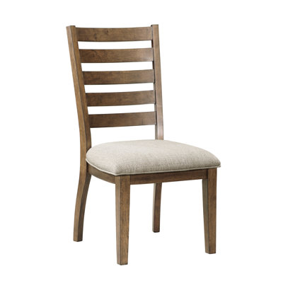 Ensemble de 2 chaises de salle à manger finition cerisier, dossier en bois, revêtement beige texturé, capacité de charge de 113 kg, finition minimaliste latérale de 5 cm, capacité maximale du tissu