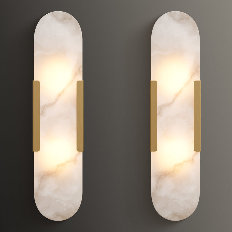 Anjuta Brass/ Natural Alabaster Wall Sconces for Bathroom, Gold