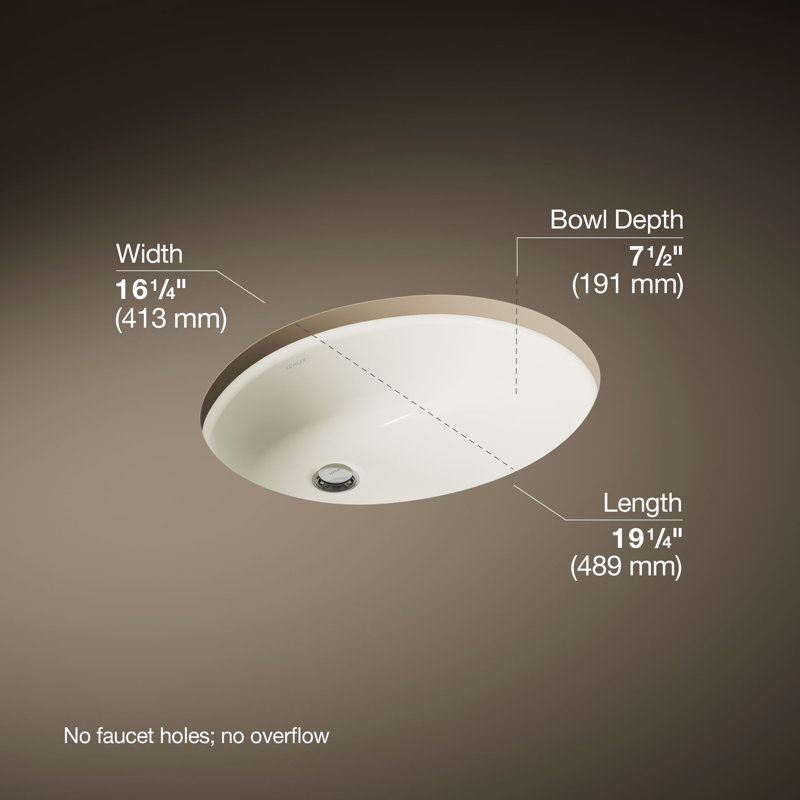 Caxton® Ceramic Oval Undermount Bathroom Sink, Biscuit
