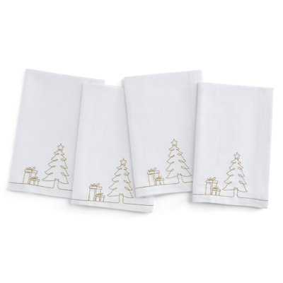 Serviette 100% lin pur - coutures de Noël