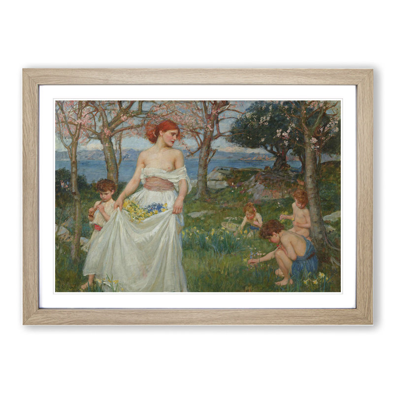 A Song of Springtime by John William Waterhouse - Picture Frame Painting, Oak Framed, 48cm H x 65cm W x 2cm D