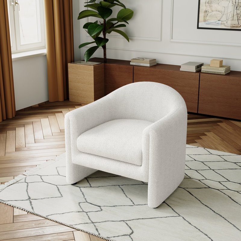 Esly 82Cm Wide Barrel Chair, White Teddy