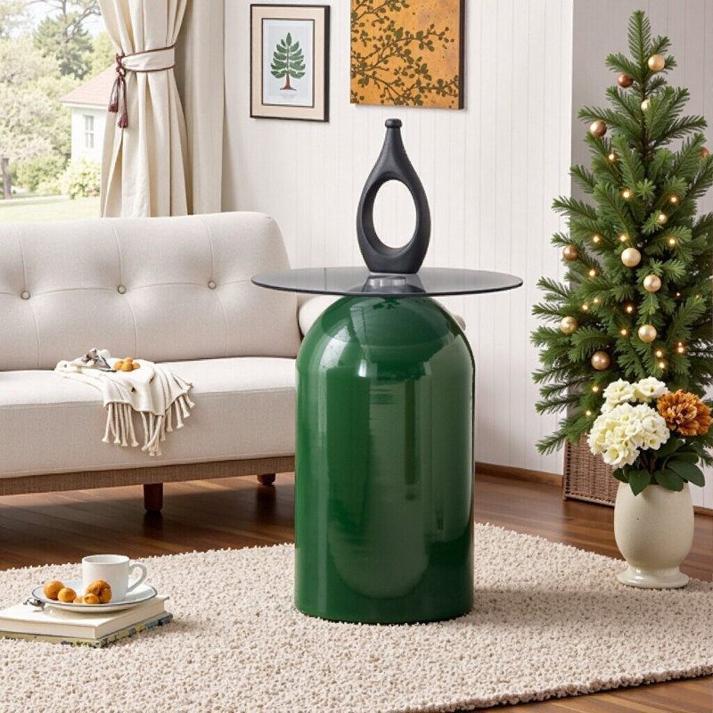 Table basse ronde en verre trempé pour le salon, utilisation polyvalente, Vert