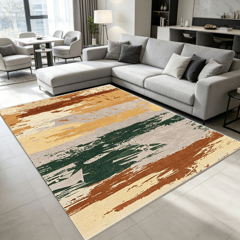 Green Beige Abstract carpet-easy to clean, machine-washable, soft and comfortable; suitable for door mats, kitchens, living rooms, bedrooms, corridors, and laundry areas. Easy to clean, durable carpet for home decoration.