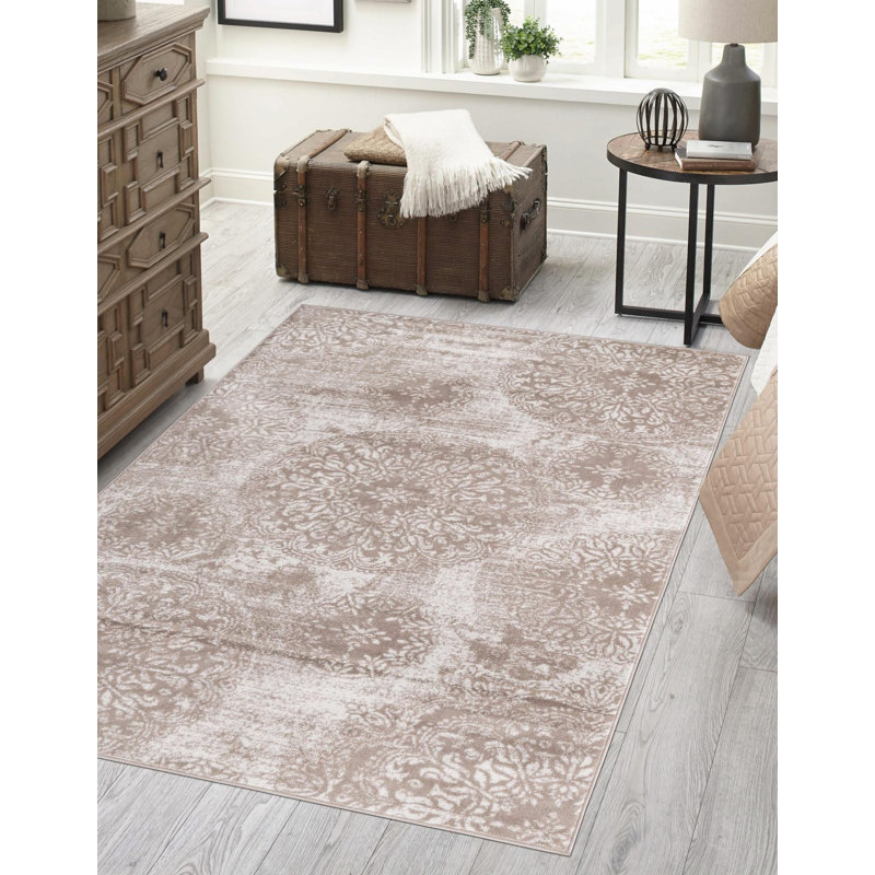 Tapis floral Brandt, Rectangle 9 pi x 12 pi, Beige 