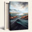 Misty Mountains And River With Teal And Brown Grass Canvas Wall Art-133547499