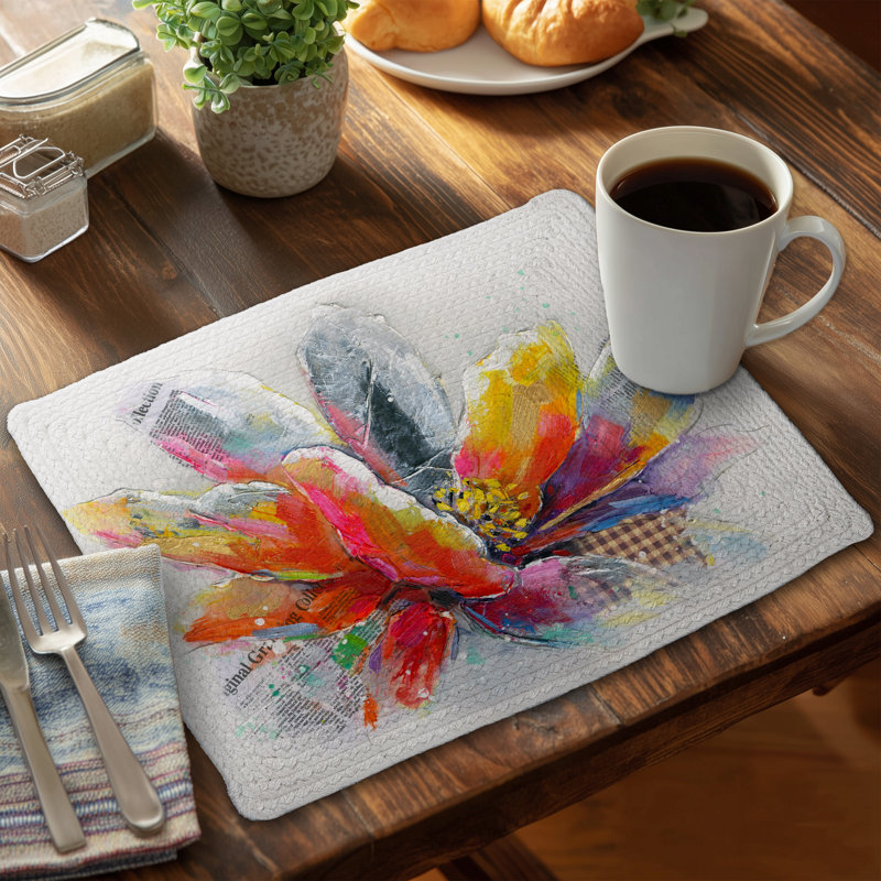 Abstract Flower Braided Polyester Placemat | Industrial Decor