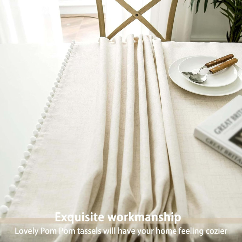 Cooledge Rectangle Solid Linen Textured Tablecloth, 72" x 55"