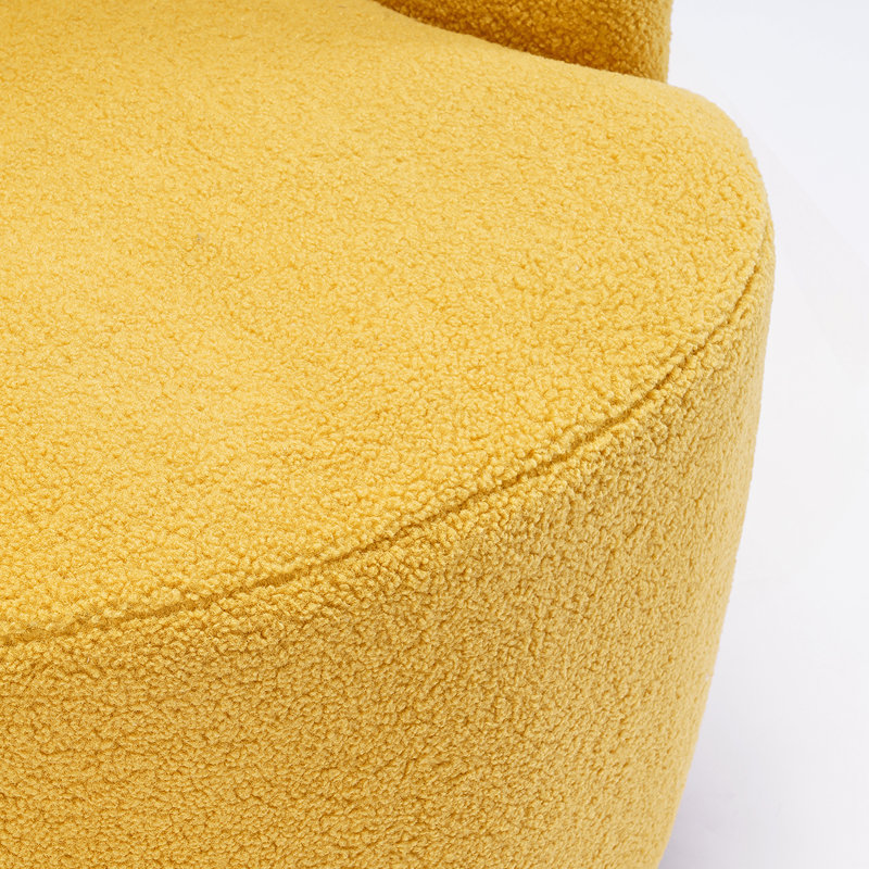 Comfortable Swivel Armchair With Sturdy Construction And Versatile Design, Yellow Teddy