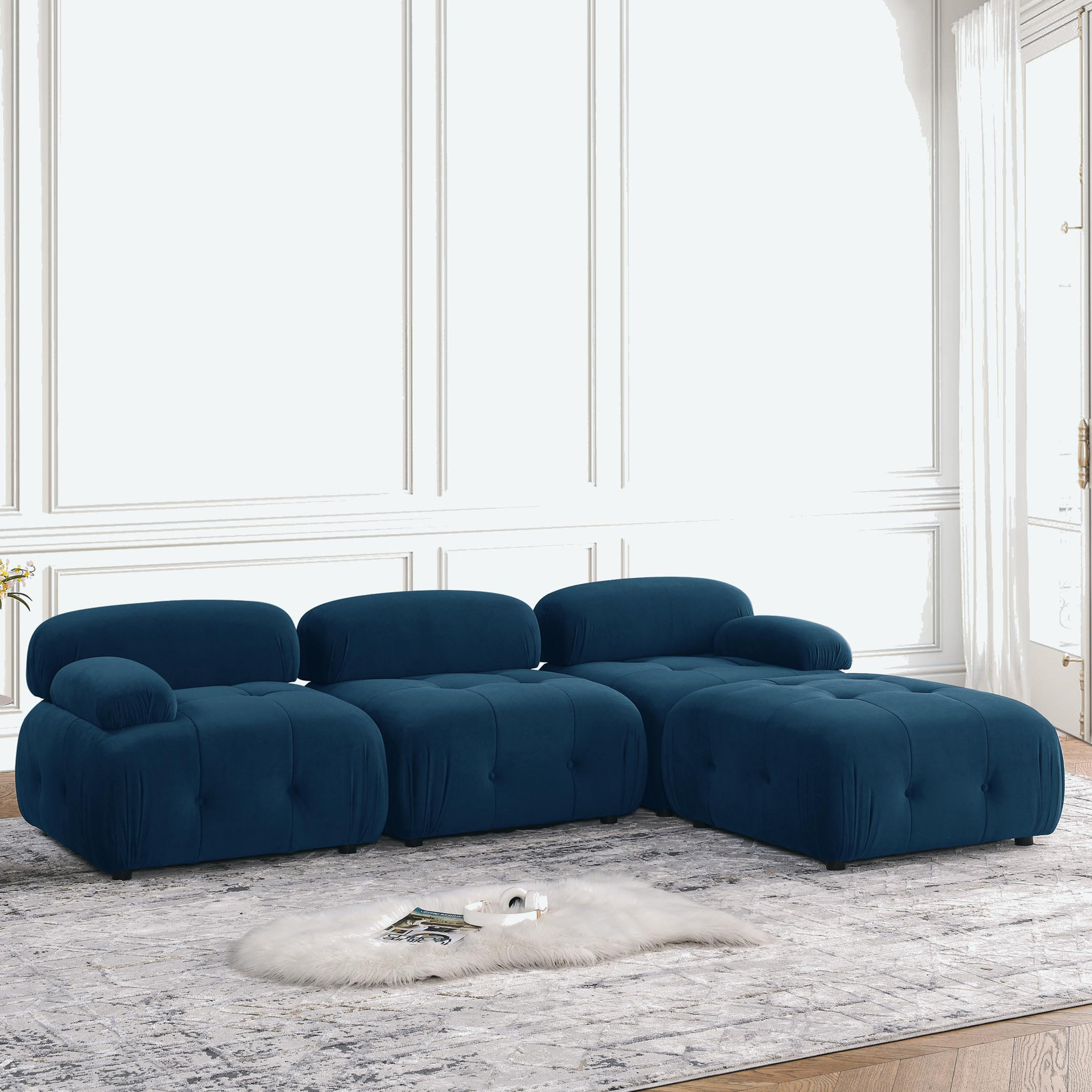 Latitude Run® 4 - Piece Velvet Sectional & Reviews | Wayfair